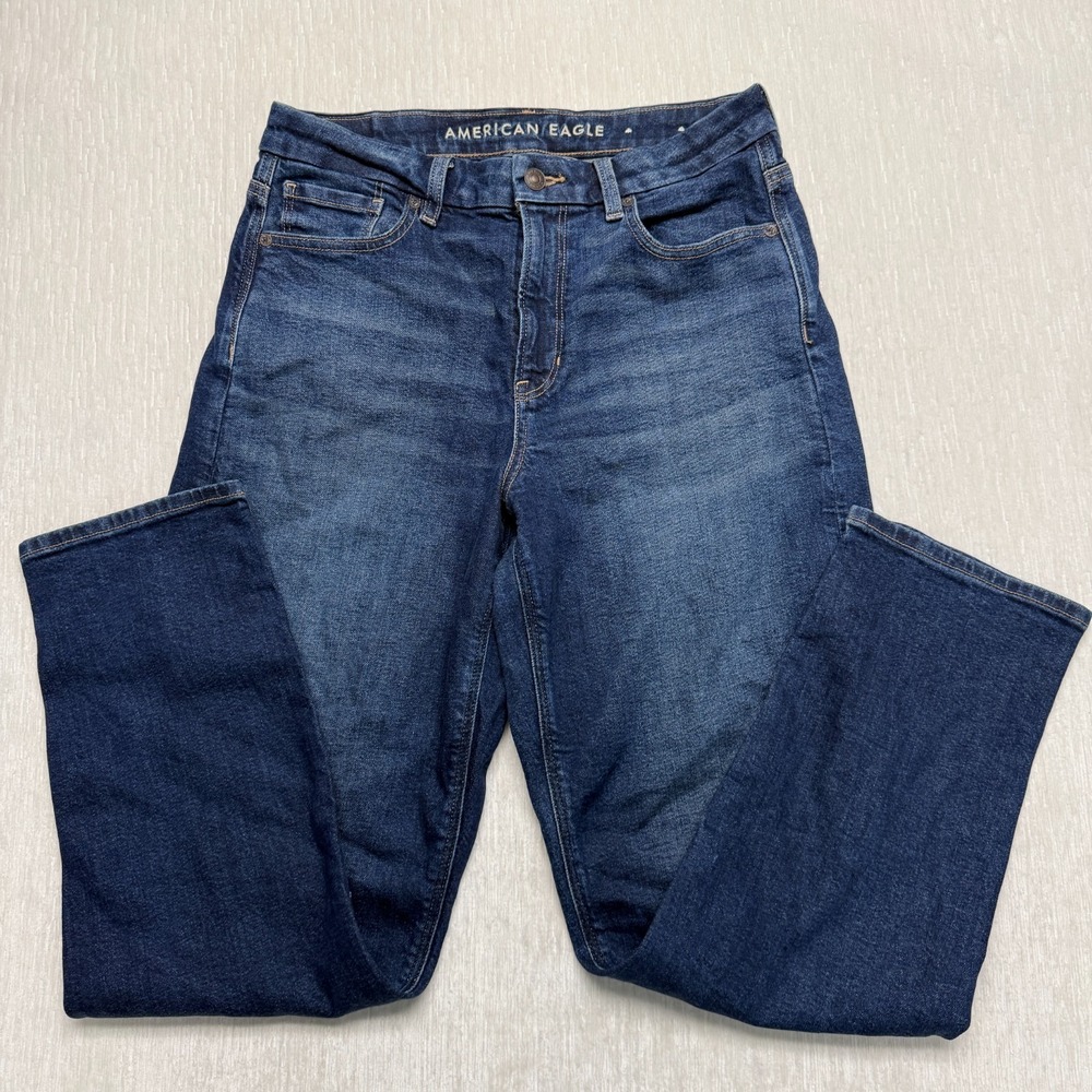 American Eagle Outfitters Curvy Mom Jeans Womens 8 Blue Denim Stretch High Rise